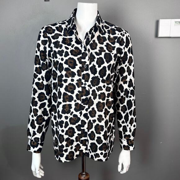 Michael Michael Kors top XS leopard print button up office - Picture 1 of 8